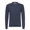 Crew-Neck Wool Pullover in Dark Blue Melange