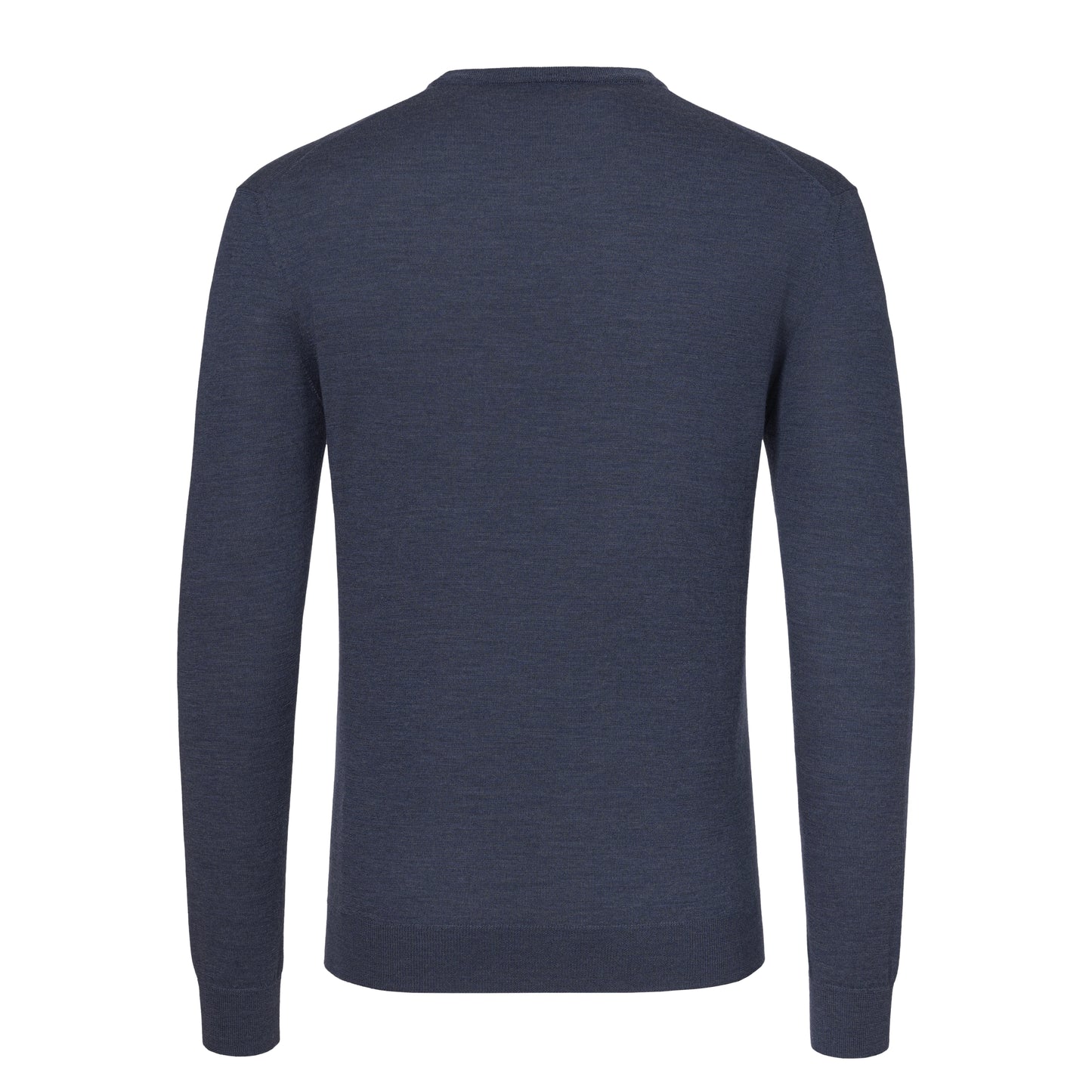 Crew-Neck Wool Pullover in Dark Blue Melange