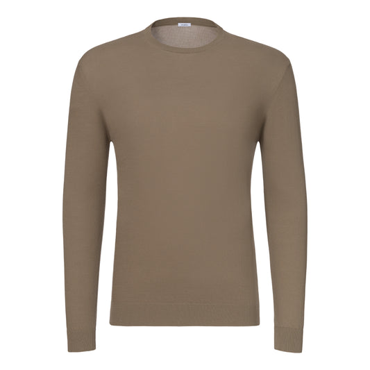 Cotton Crew-Neck Sweater in Earth Brown