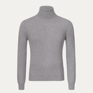 Cashmere Turtleneck Sweater in Light Grey Melange