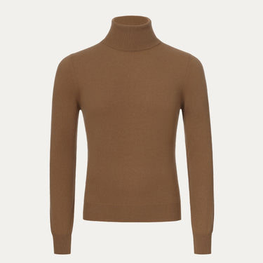 Cashmere Turtleneck Sweater in Sand Brown
