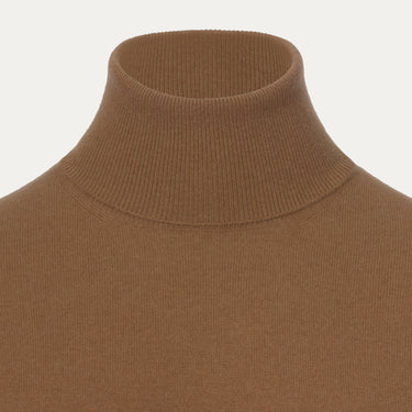 Cashmere Turtleneck Sweater in Sand Brown