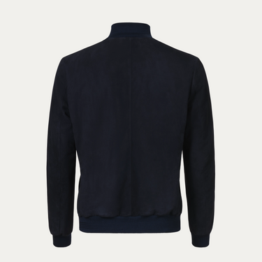 Kiton Suede Bomber Jacket in Dark Blue - SARTALE