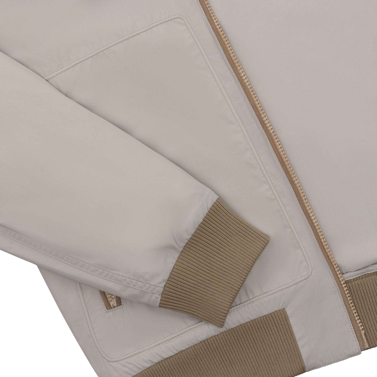 Kiton Bomber Jacket with Leather Details in Light Beige - SARTALE