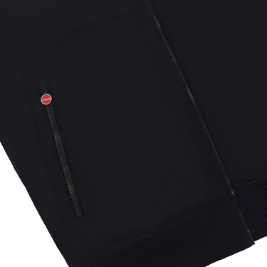 Cazadora bomber con detalles de piel en color azul oscuro