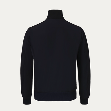 Bomber Jacket with Leather Details in Dark Blue