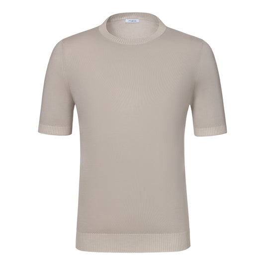 Baumwoll-T-Shirt mit Rundhalsausschnitt in warmem Grau