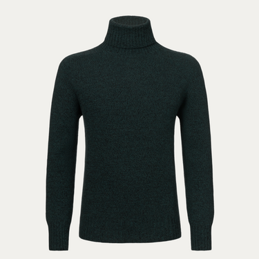 Cashmere Turtleneck Sweater in Green Melange