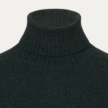 Cashmere Turtleneck Sweater in Green Melange