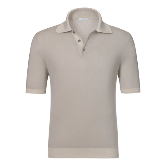 Cotton Polo Shirt in Warm Grey