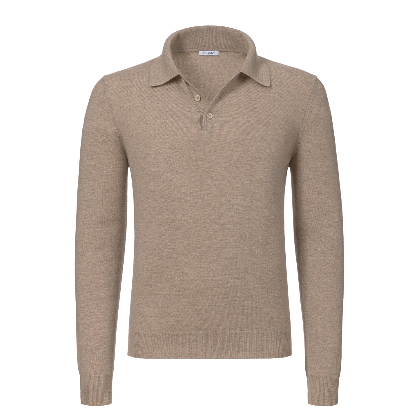 Cashmere Sweater Polo Shirt in Beige Melange