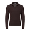 Virgin Wool Sweater Polo Shirt in Wild Brown