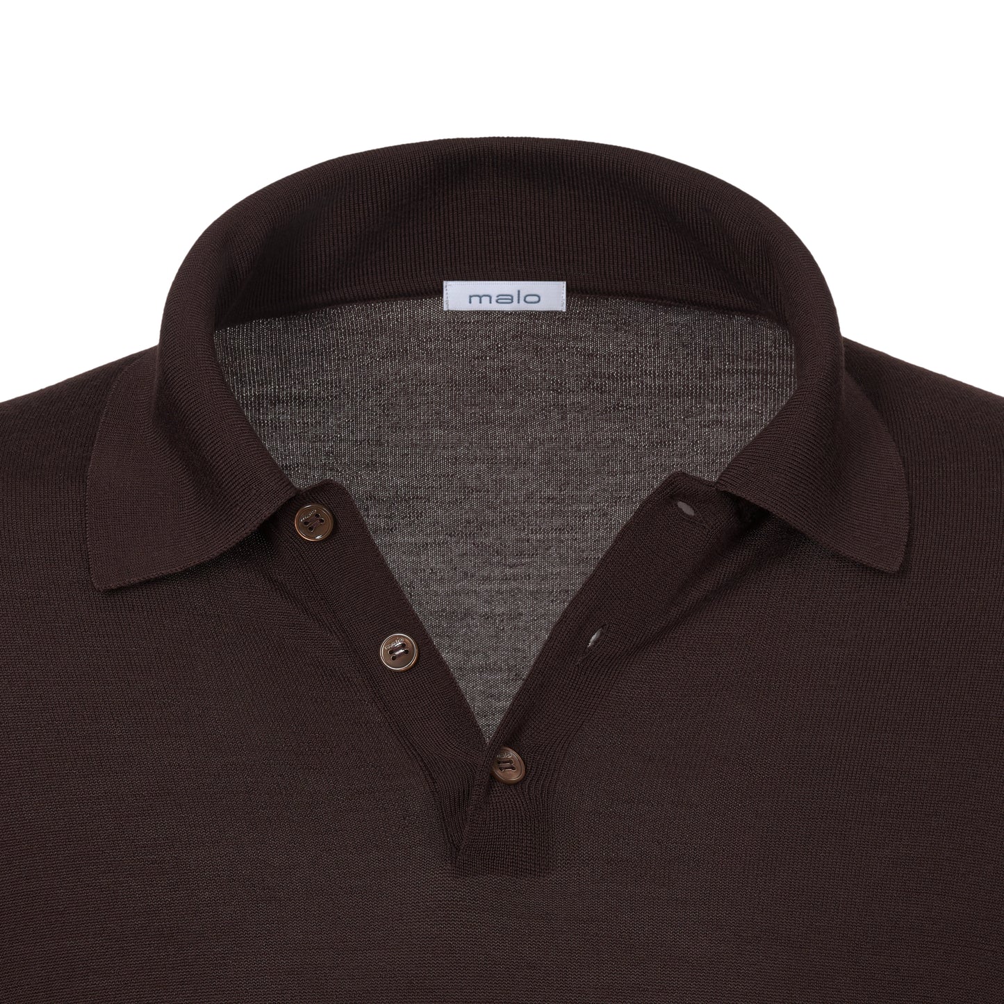 Virgin Wool Sweater Polo Shirt in Wild Brown