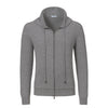 Cashmere Hooded Zip-Up in  Light Grey Melange