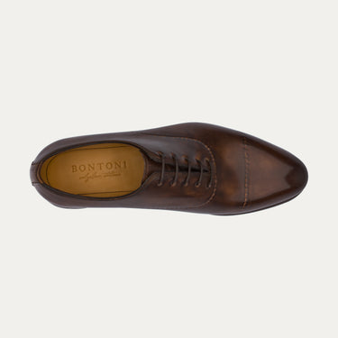 "Vittorio no medallion" Oxford Shoes with the hand-sewn reverse stitch in Brown