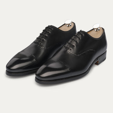 "Vittorio Nero" Oxford Shoes with the hand-sewn reverse stitch in Black