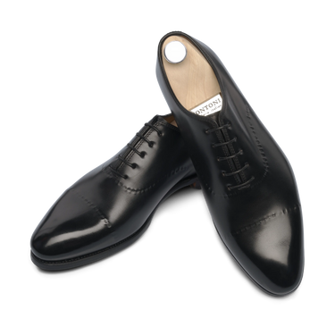 "Vittorio Nero" Oxford Shoes with the hand-sewn reverse stitch in Black