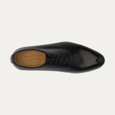 "Vittorio Nero" Oxford Shoes with the hand-sewn reverse stitch in Black