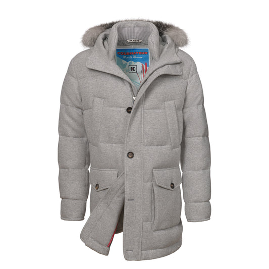 Hooded Down Winter Jacket in Grey