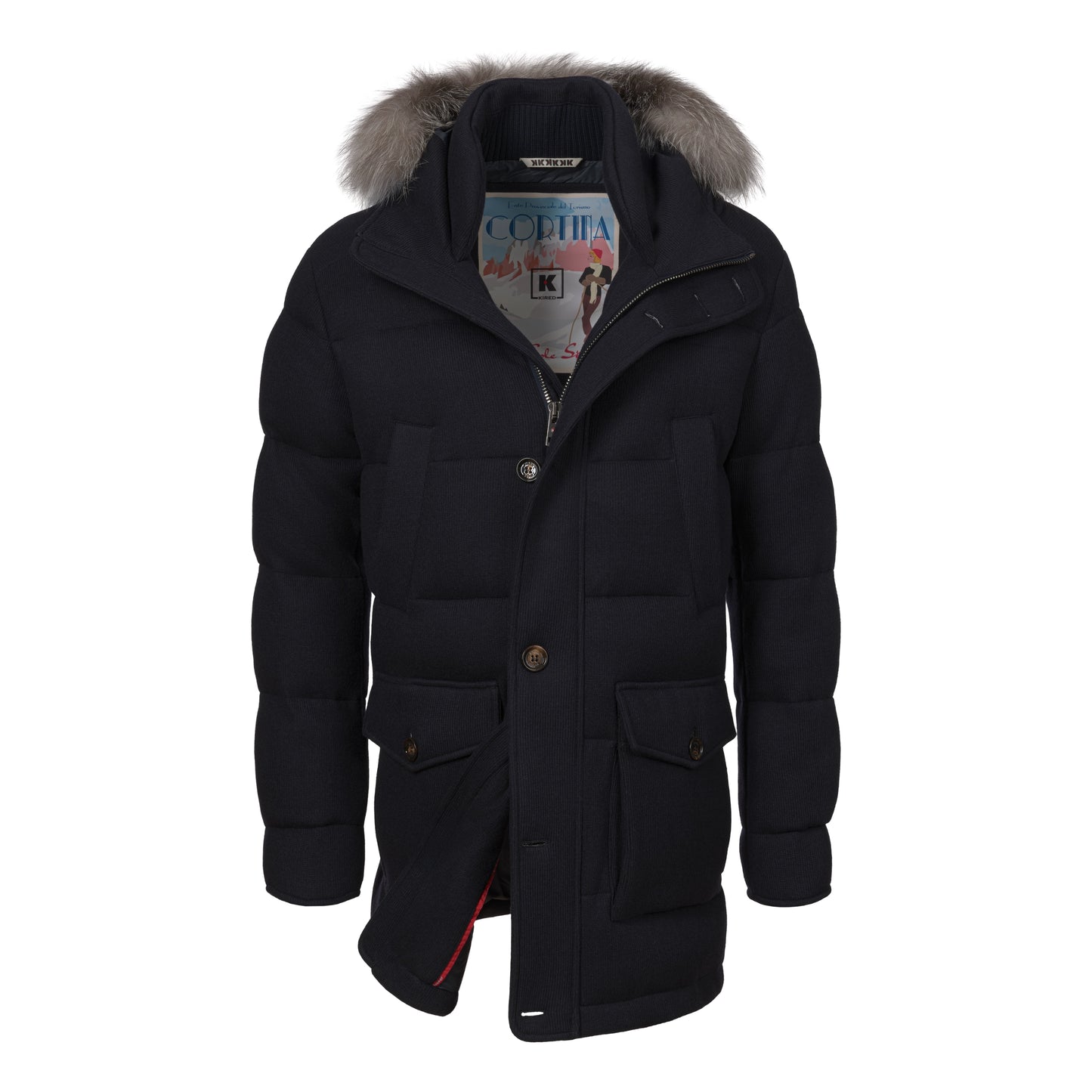 Hooded Down Winter Jacket in Blue