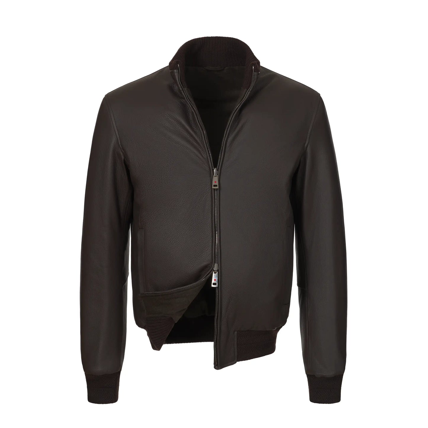 Reversible Leather Bomber Jacket in Dark Brown