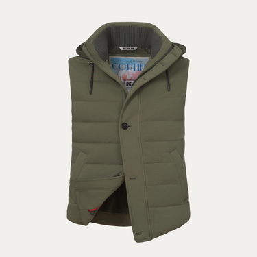 Hooded Viscose-Blend Vest in Leaf Green