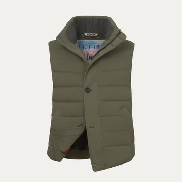 Hooded Viscose-Blend Vest in Leaf Green