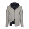 Reversible Cashmere Hooded Jacket in Light Grey and Blue