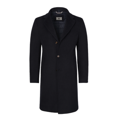 Hooded Coat in Dark Blue with Detachable Wind-Protection Insert