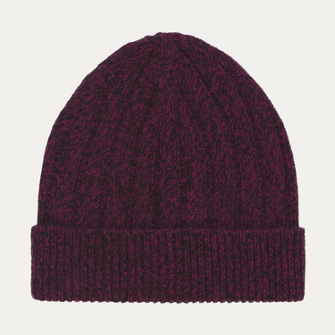 Ribbed Cashmere Hat in Black Pink Melange