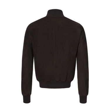 Alfredo Rifugio Button - Up Suede Bomber Jacket in Dark Brown - SARTALE