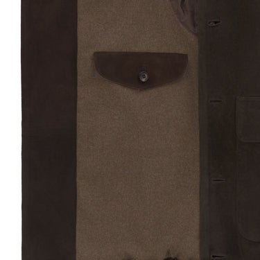 Alfredo Rifugio Button - Up Suede Bomber Jacket in Dark Brown - SARTALE