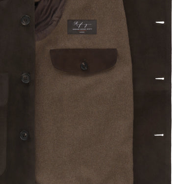 Alfredo Rifugio Button - Up Suede Bomber Jacket in Dark Brown - SARTALE