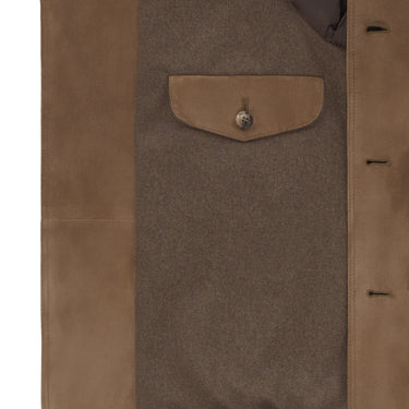 Alfredo Rifugio Button - Up Suede Bomber Jacket in Medium Brown - SARTALE