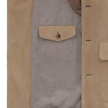 Alfredo Rifugio Button - Up Suede Bomber Jacket in Peanut Brown - SARTALE