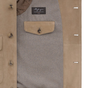 Alfredo Rifugio Button - Up Suede Bomber Jacket in Peanut Brown - SARTALE