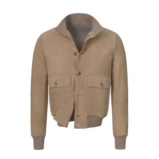 Alfredo Rifugio Button - Up Suede Bomber Jacket in Peanut Brown - SARTALE