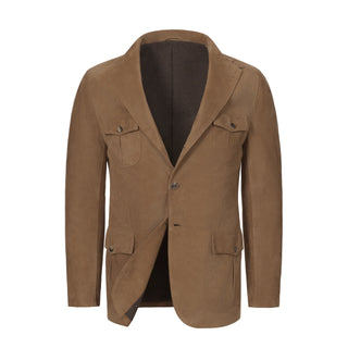 Alfredo Rifugio Notch Lapel Suede Field Jacket in Mustard Brown - SARTALE