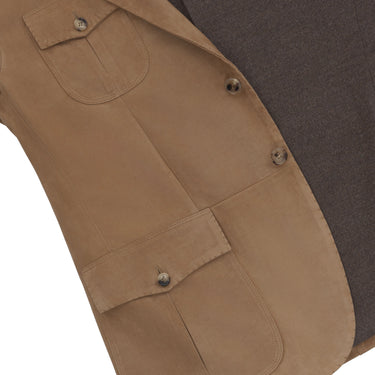 Alfredo Rifugio Notch Lapel Suede Field Jacket in Mustard Brown - SARTALE