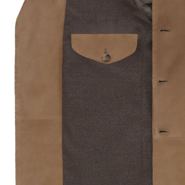 Alfredo Rifugio Notch Lapel Suede Field Jacket in Mustard Brown - SARTALE