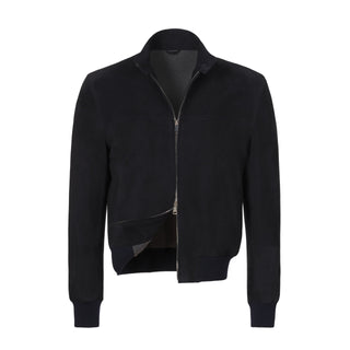 Alfredo Rifugio Suede Leather Bomber Jacket in Navy Blue - SARTALE