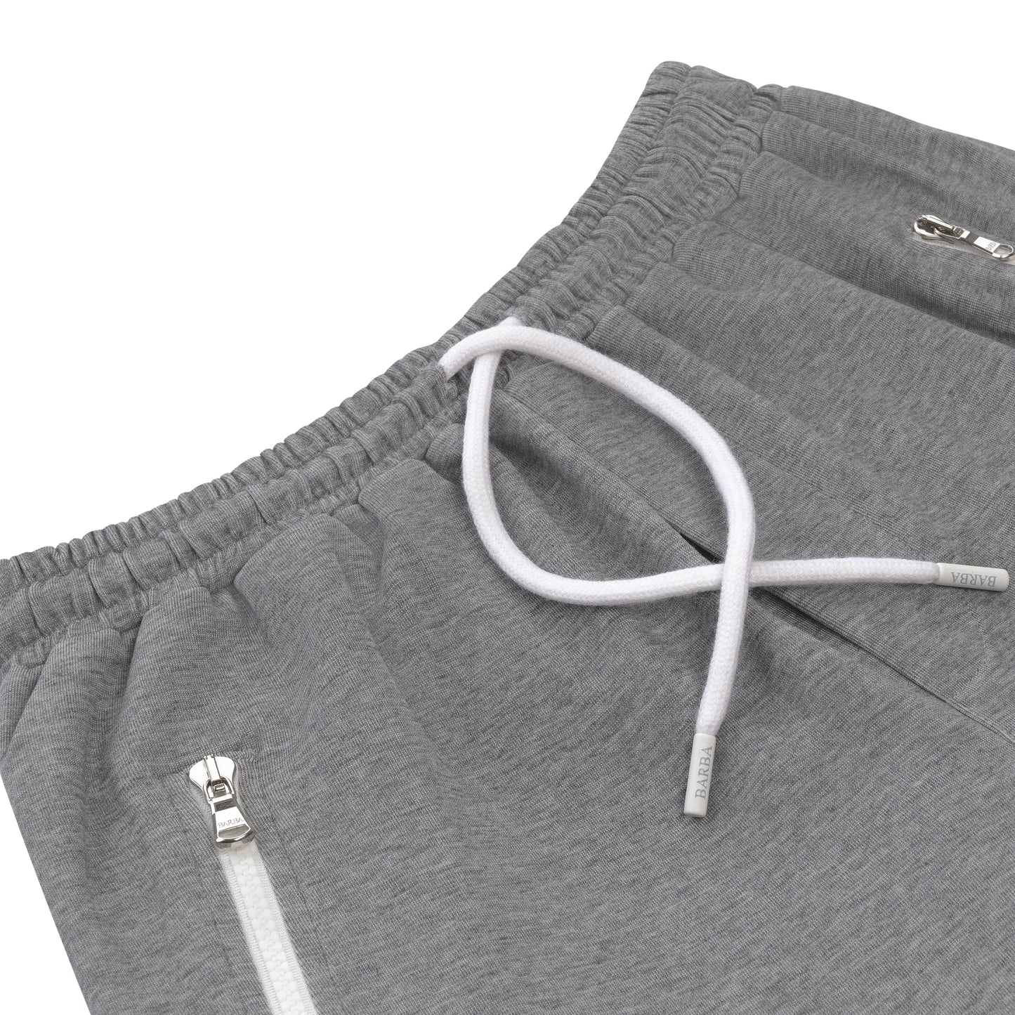 Barba Napoli Cotton - Blend Drawstring Sport Shorts in Grey Melange - SARTALE
