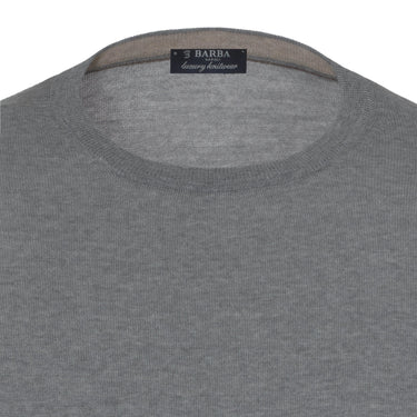 Barba Napoli Crew - Neck Virgin Wool Pullover in Grey Melange - SARTALE