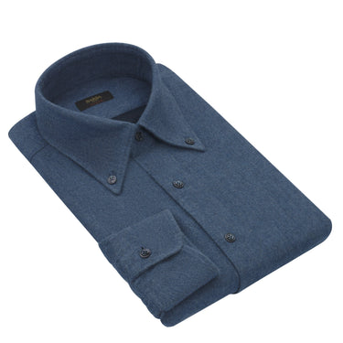 Barba Napoli "Culto" Cotton Shirt in Blue Melange - SARTALE