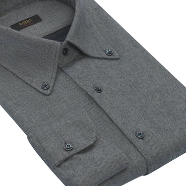 Barba Napoli "Culto" Cotton Shirt in Grey Melange - SARTALE