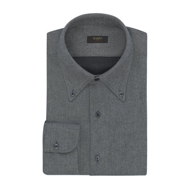 Barba Napoli "Culto" Cotton Shirt in Grey Melange - SARTALE