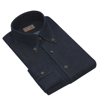 Barba Napoli "Dandy Life" Denim Cotton Shirt with Button - Down Collar - SARTALE