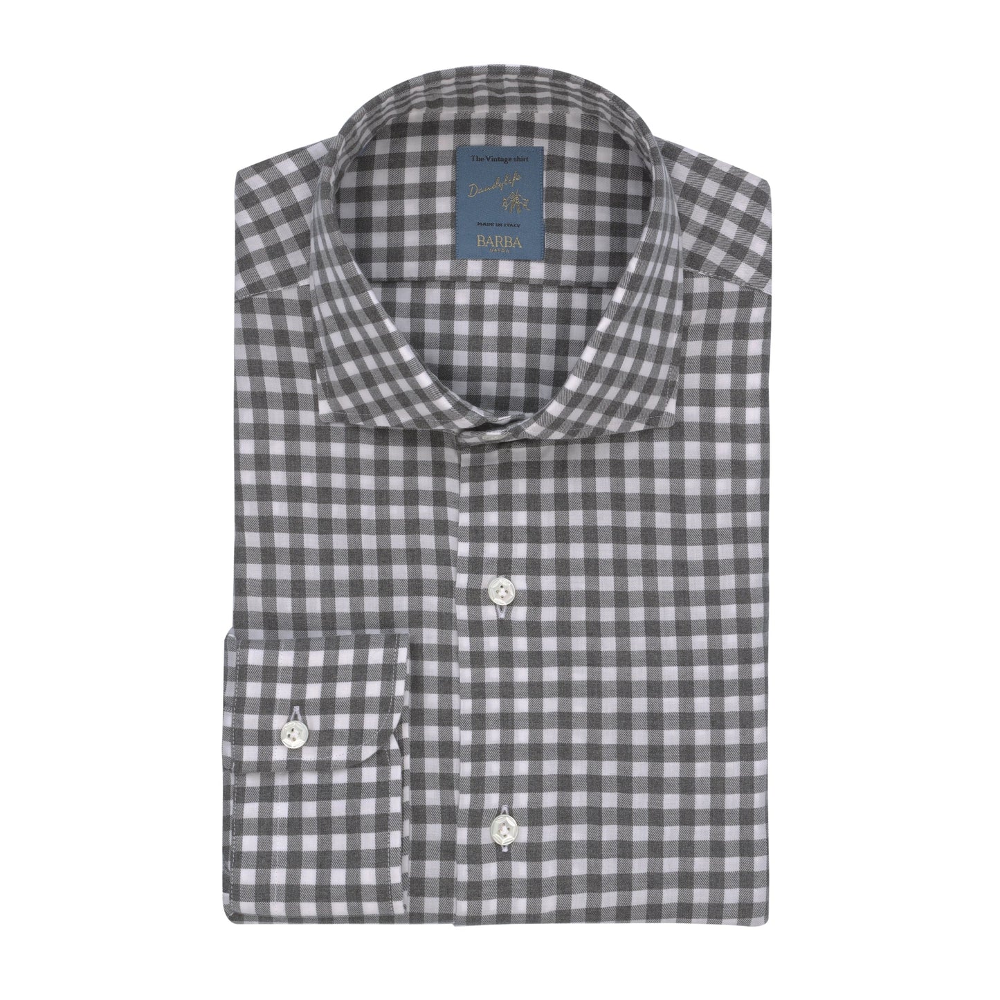 Barba Napoli "Dandy Life" Gingham - Check Cotton Shirt in Grey and White - SARTALE