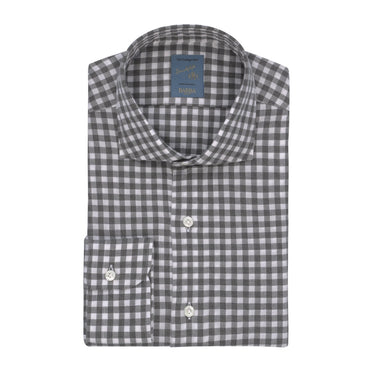 Barba Napoli "Dandy Life" Gingham - Check Cotton Shirt in Grey and White - SARTALE