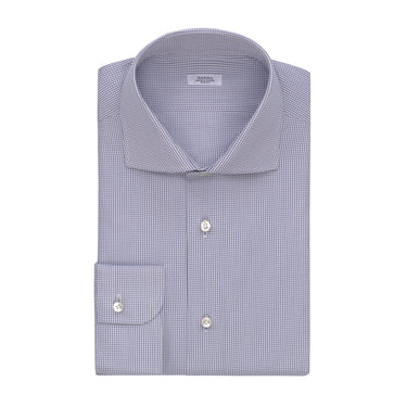 Barba Napoli Graph - Check Cotton Shirt in Dark Blue and White - SARTALE